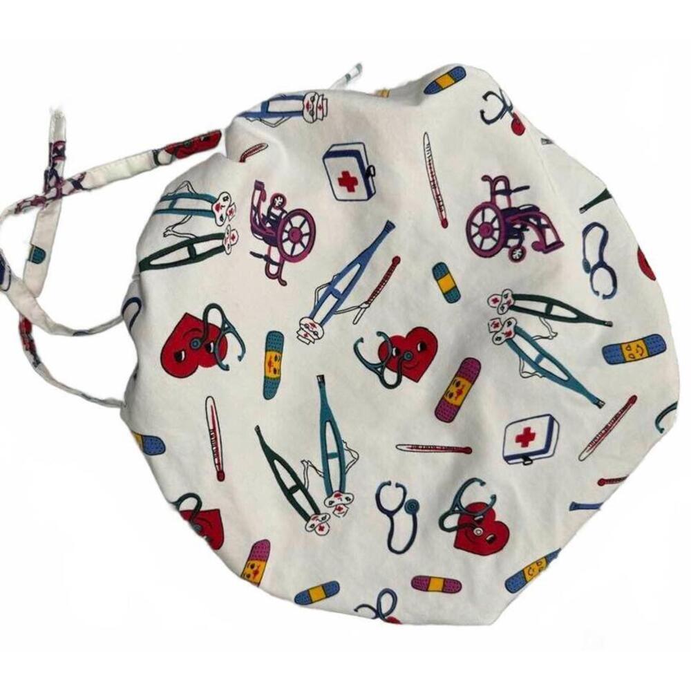 SCRUB CAP HAT NEW WITH DRAW STRINGS BAND AIDS